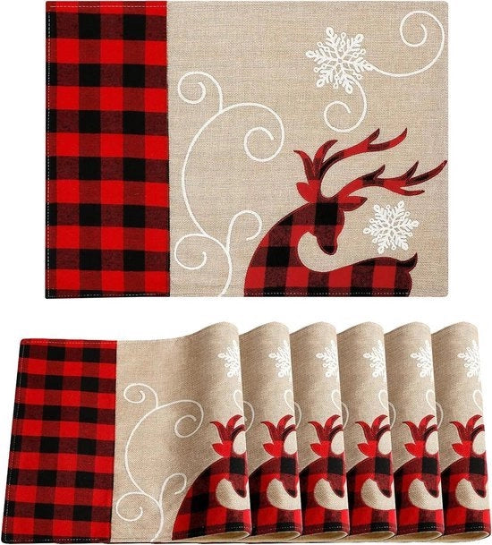 Set di 6 piatti per tavola di Natale - Decorazione di Natale - Resistente al calore - 45 x 33 cm
