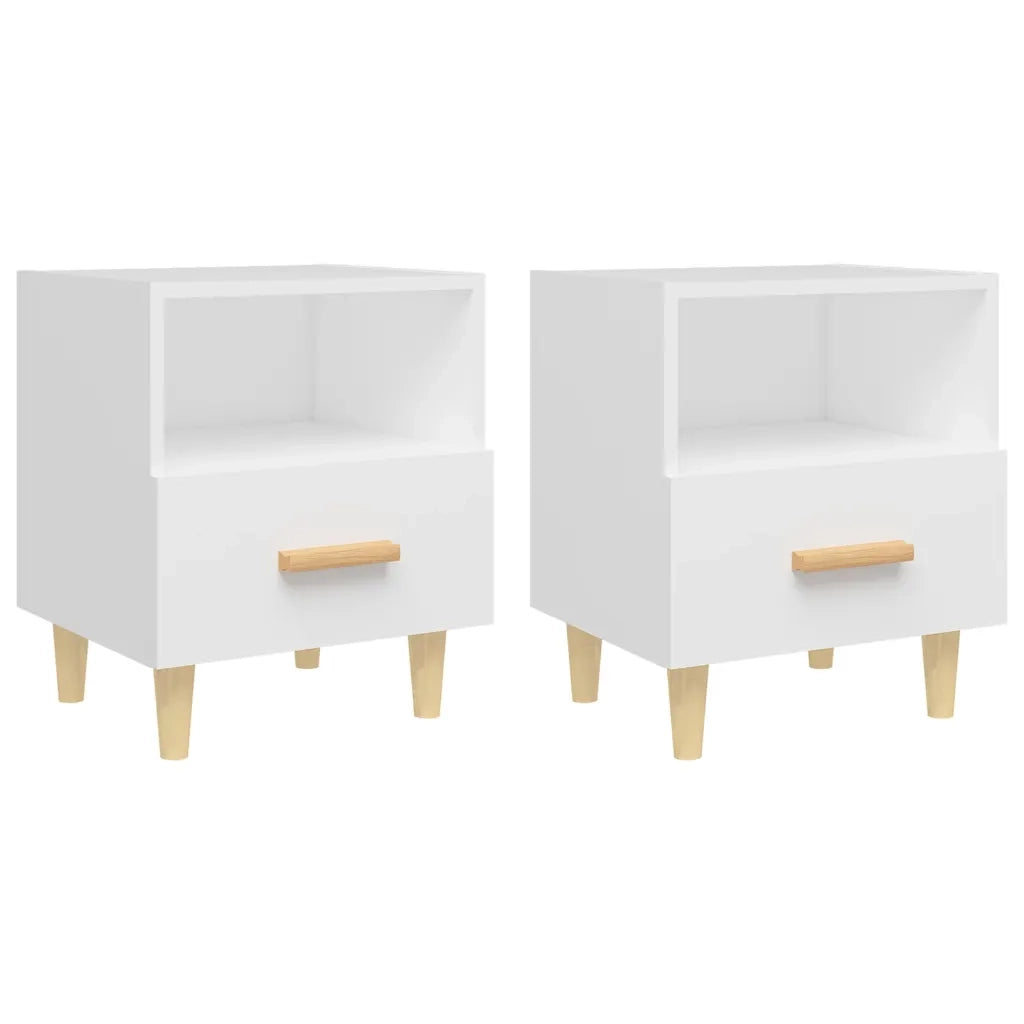 Set di 2 Comodini | Armadio da Notte | Mobiletto da notte Bianchi 40x35x47 cm