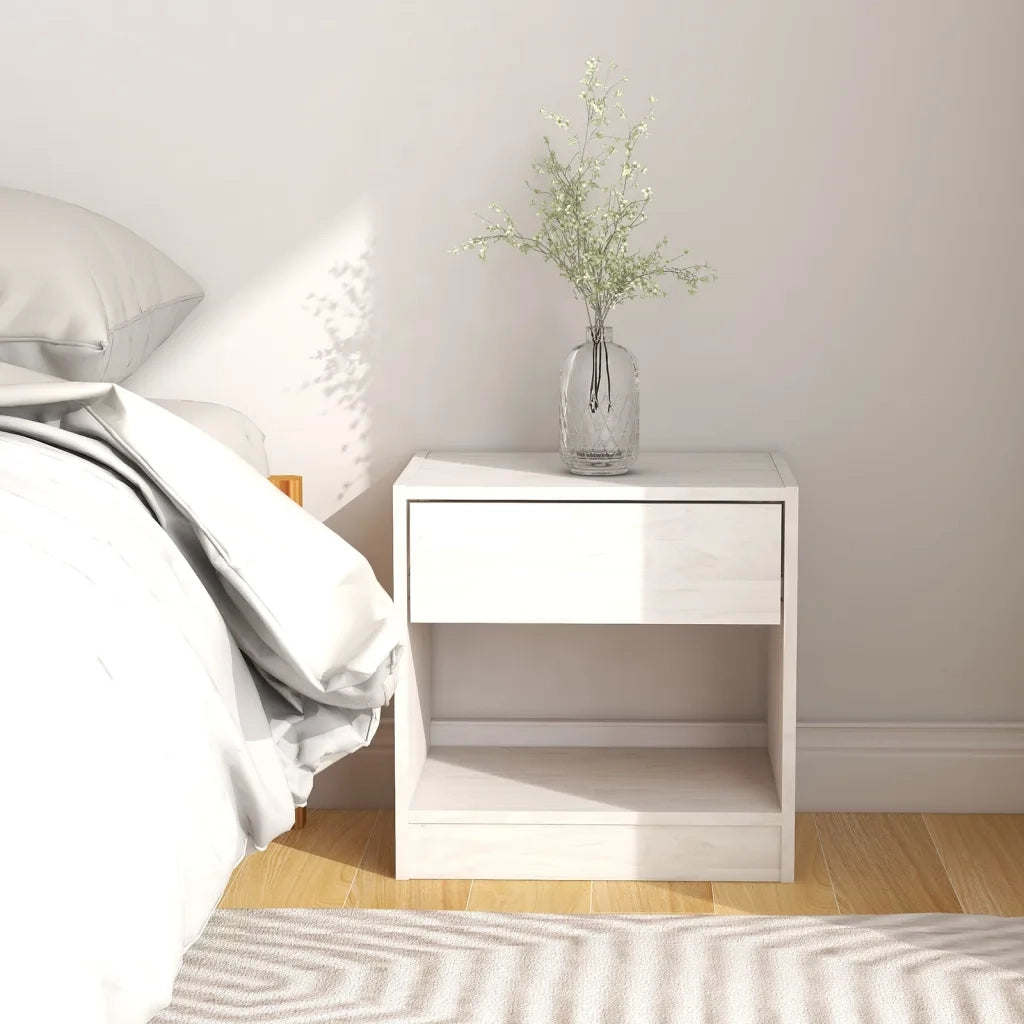 Comodini 2 pz Bianchi 40x31x40 cm in Legno Massello di Pino 808066