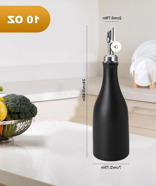 Dispensatore di olio ceramico da 300 ml - bocchetta di servizio con etichette - piccolo dispensatore per oli e aceti