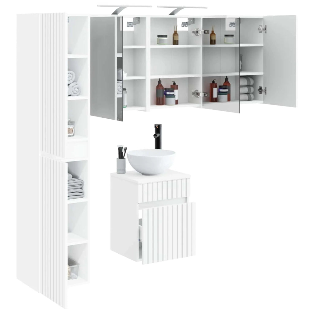 Set di Armadi da Bagno 5 pcs Bianco 43 x 16 x 62,5 cm 3407343