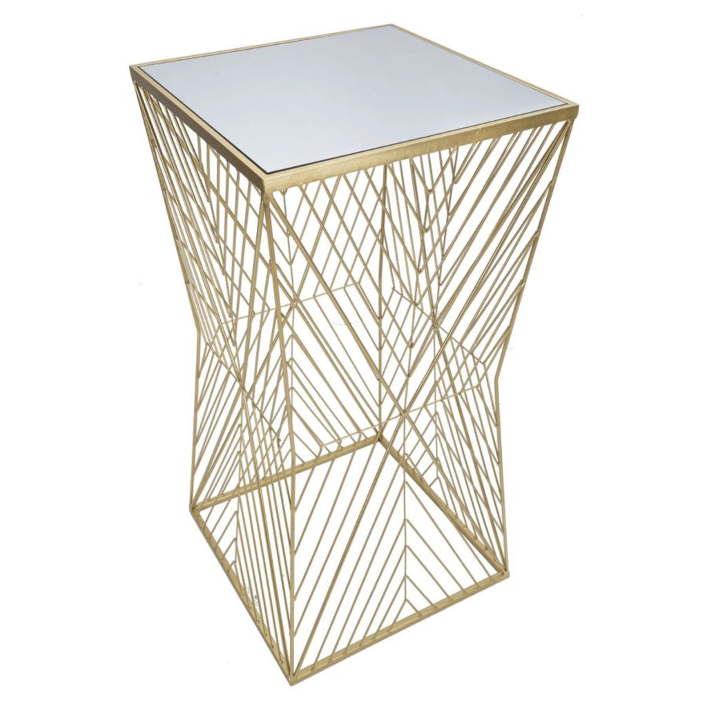 Tavolino VKH594, Oro, Metallo, 50x50x100 cm