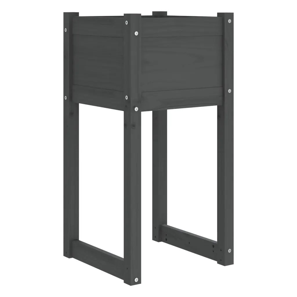Fioriera-Vaso da Esterno-Contenitore per Piante Grigio 40x40x81 cm in Legno Massello di Pino
