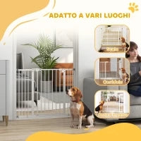 Cancellino per Cani Regolabile fino a 100 cm Senza Viti con 2 Estensioni e Altezza 72 cm, Bianco