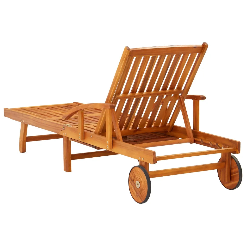 Lettino Prendisole 2pz con Tavolo e Cuscini Massello d'Acacia 3077350