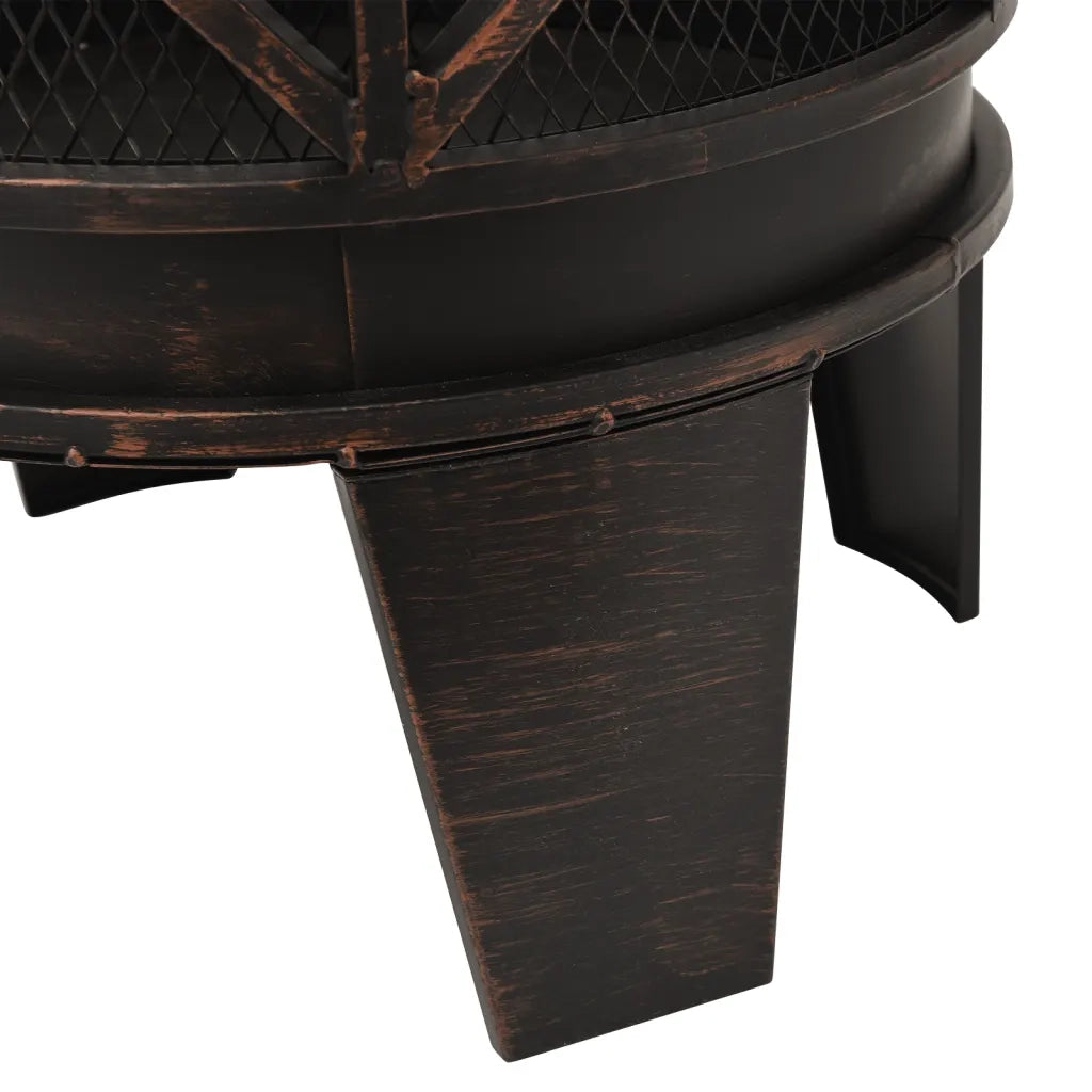 Braciere Rustico con Attizzatoio Î¦42x54 cm in Acciaio cod mxl 66578