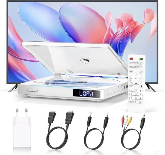 Letto DVD con ingresso HDMI - Lettore DVD con connessione HDMI - Lettore DVD HDMI - Lettore DVD portatile - Bianco