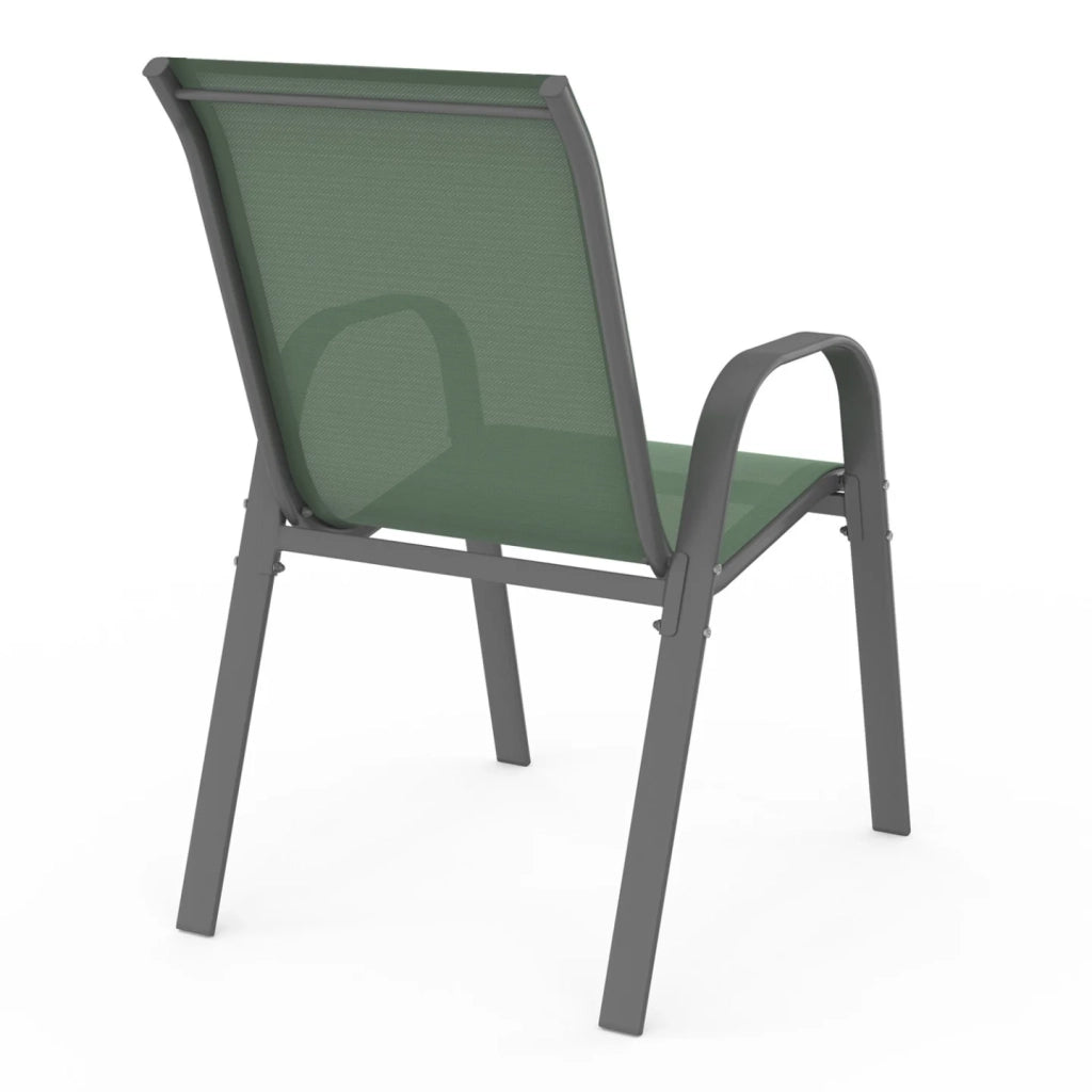 IDMarket - Set di 6 sedie da giardino impilabili LYMA in metallo e textilene, verde oliva