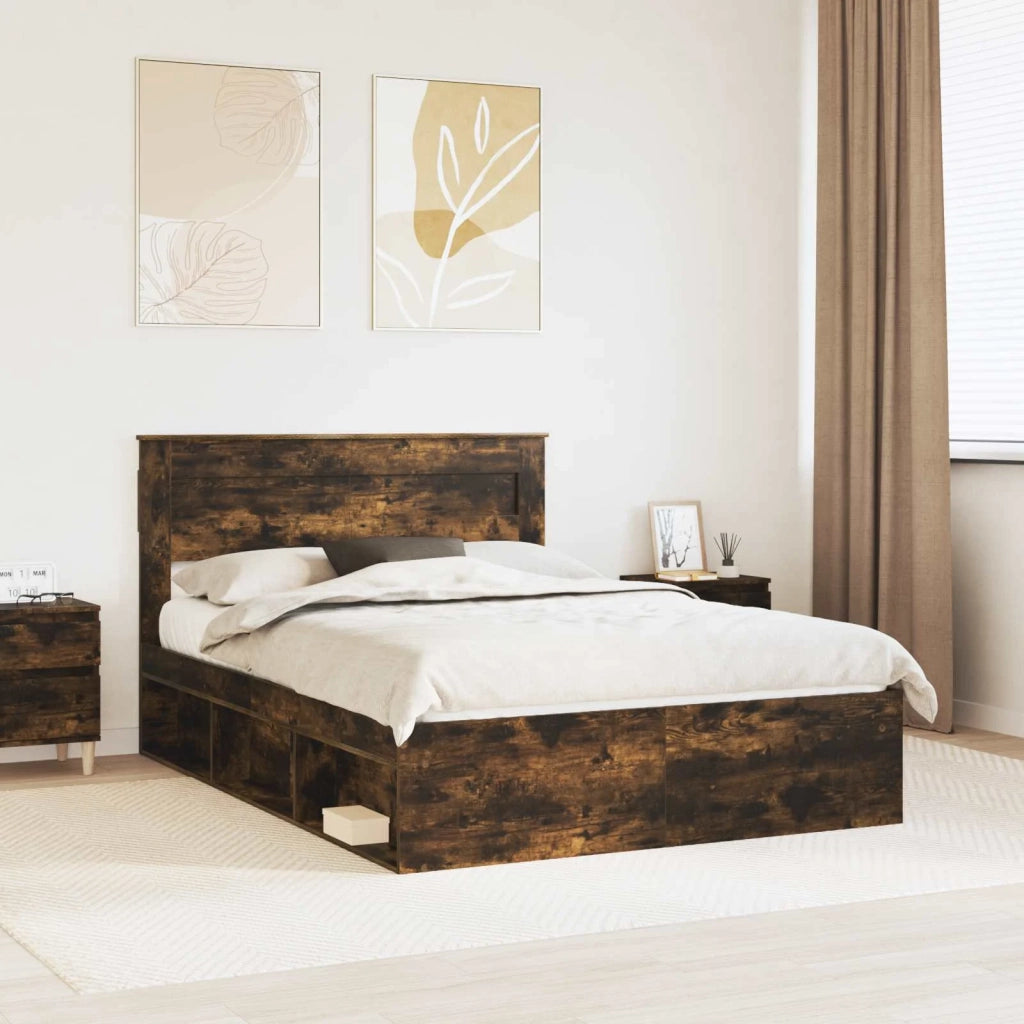 Struttura del letto Rovere fumé 140 x 200 cm Pino massello