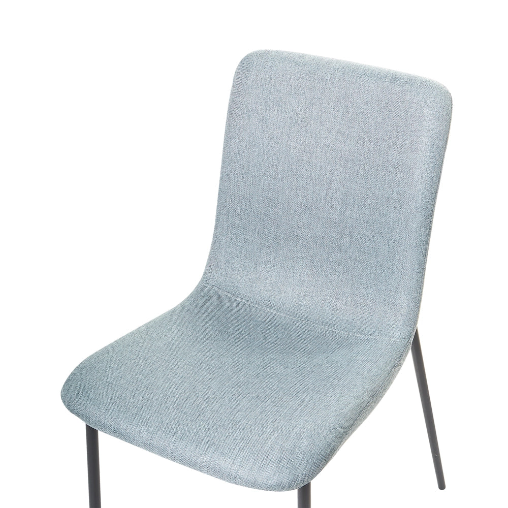 Set di 4 sedie da pranzo in tessuto poliestere Blu chiaro Sala da pranzo Gambe in ferro Elegante