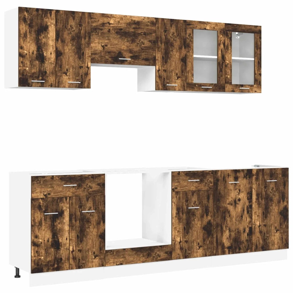 Set di mobili da cucina con cassetto Lyon 8 pcs Rovere fumo
