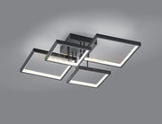 SORRENTO PLAFONIERA LED 24W 2800lm, 3000K 4 QUADRATI NERA DIMMERABILE CON INTERRUTTORE L.52X52CM