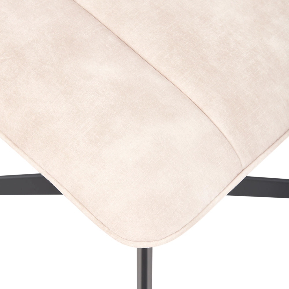 Poltrona girevole con poggiapiedi Velluto beige Base singola Seduta imbottita