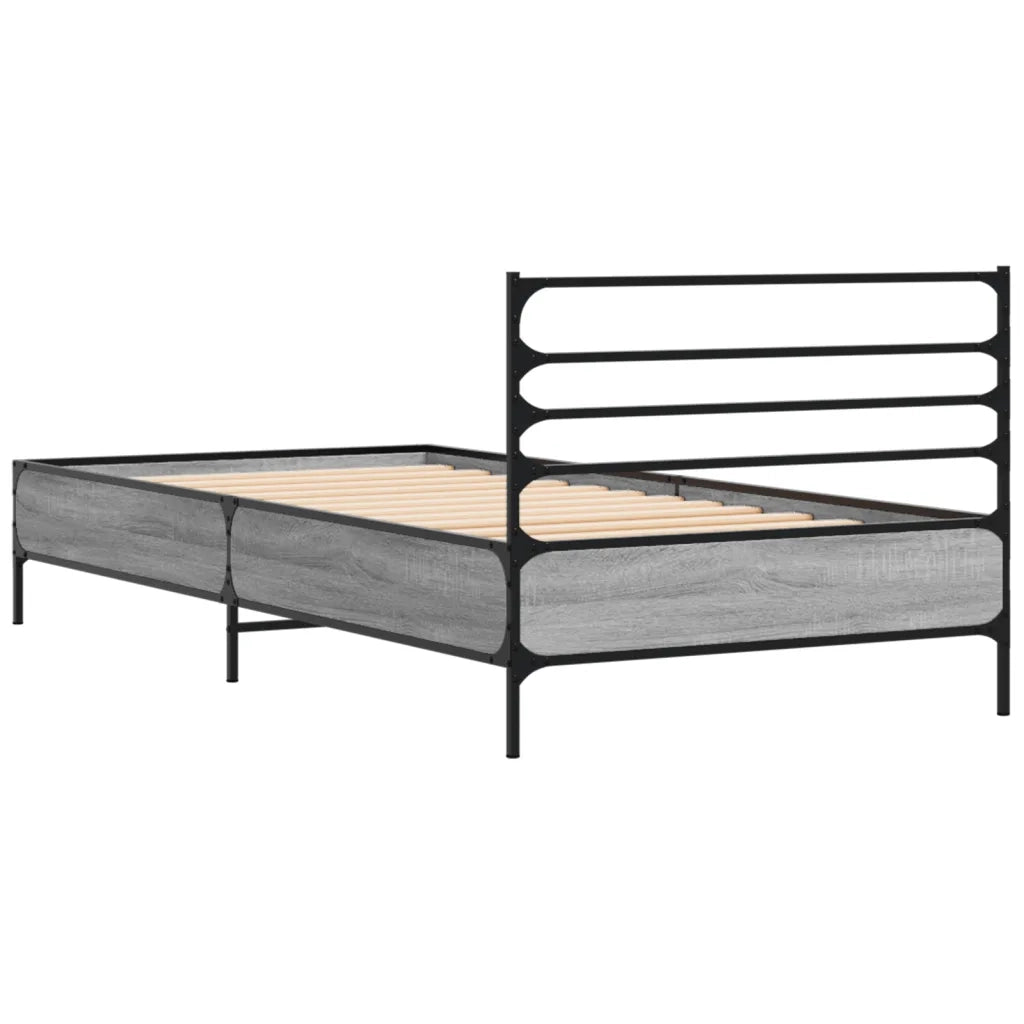 Giroletto Grigio Sonoma 90x200 cm Legno Multistrato e Metallo