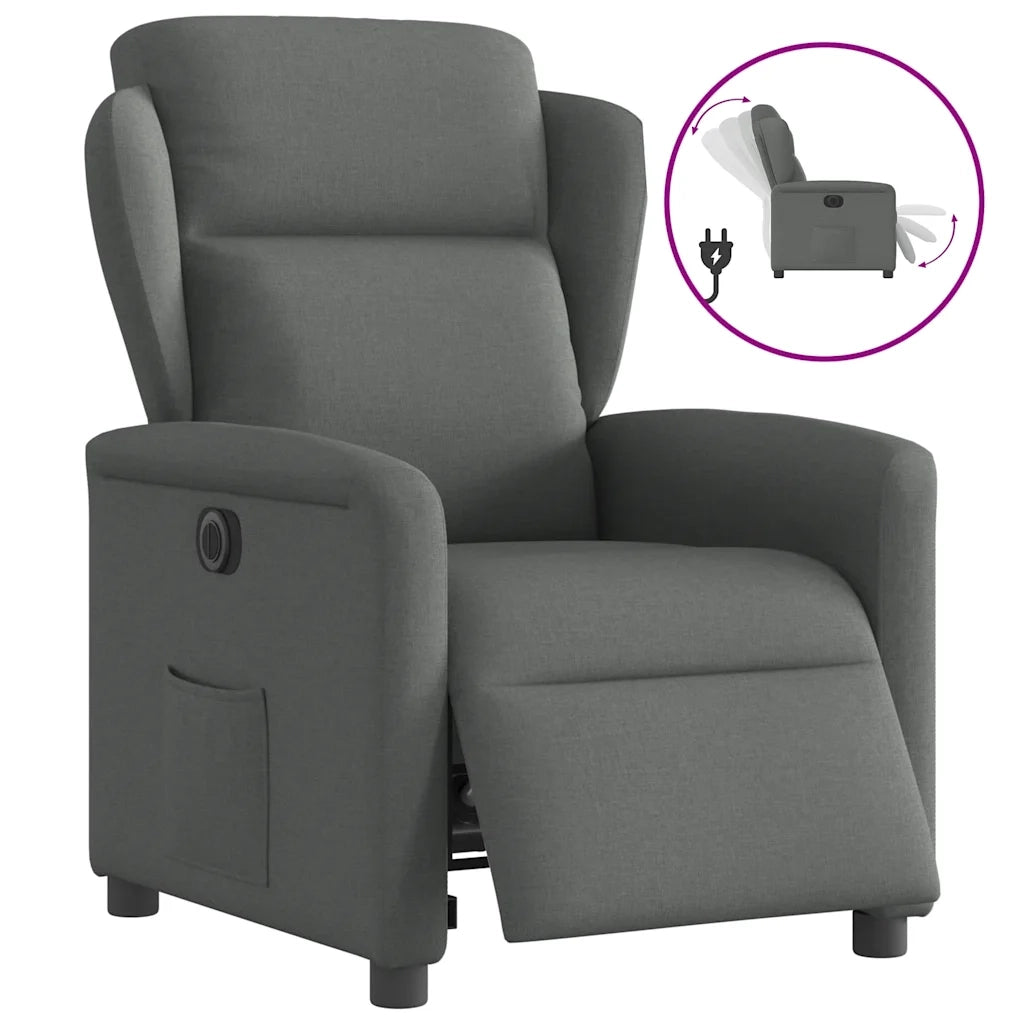 Poltrona Elettrica Reclinabile Grigio Scuro in Tessuto 3303115