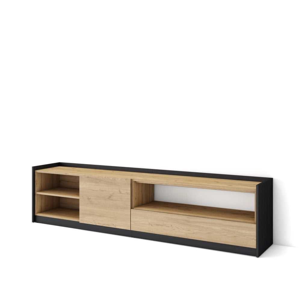 Mobile TV Soggiorno, 207x50x37 cm, Per TV fino a 80", Mobile Soggiorno, Rovere e nero