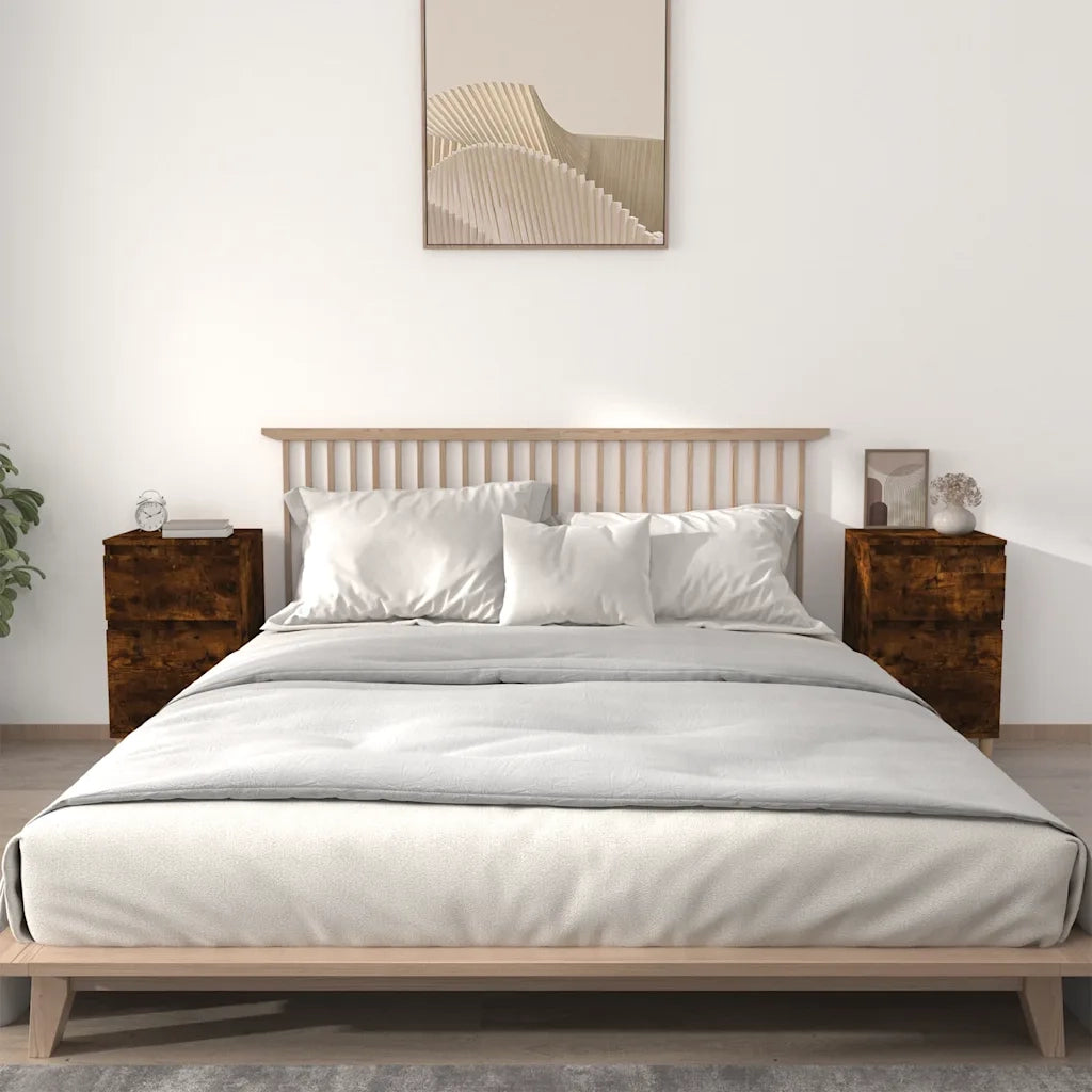Set di 2 Comodini | Armadio da Notte | Mobiletto da notte Rovere Fumo 40x35x70 cm