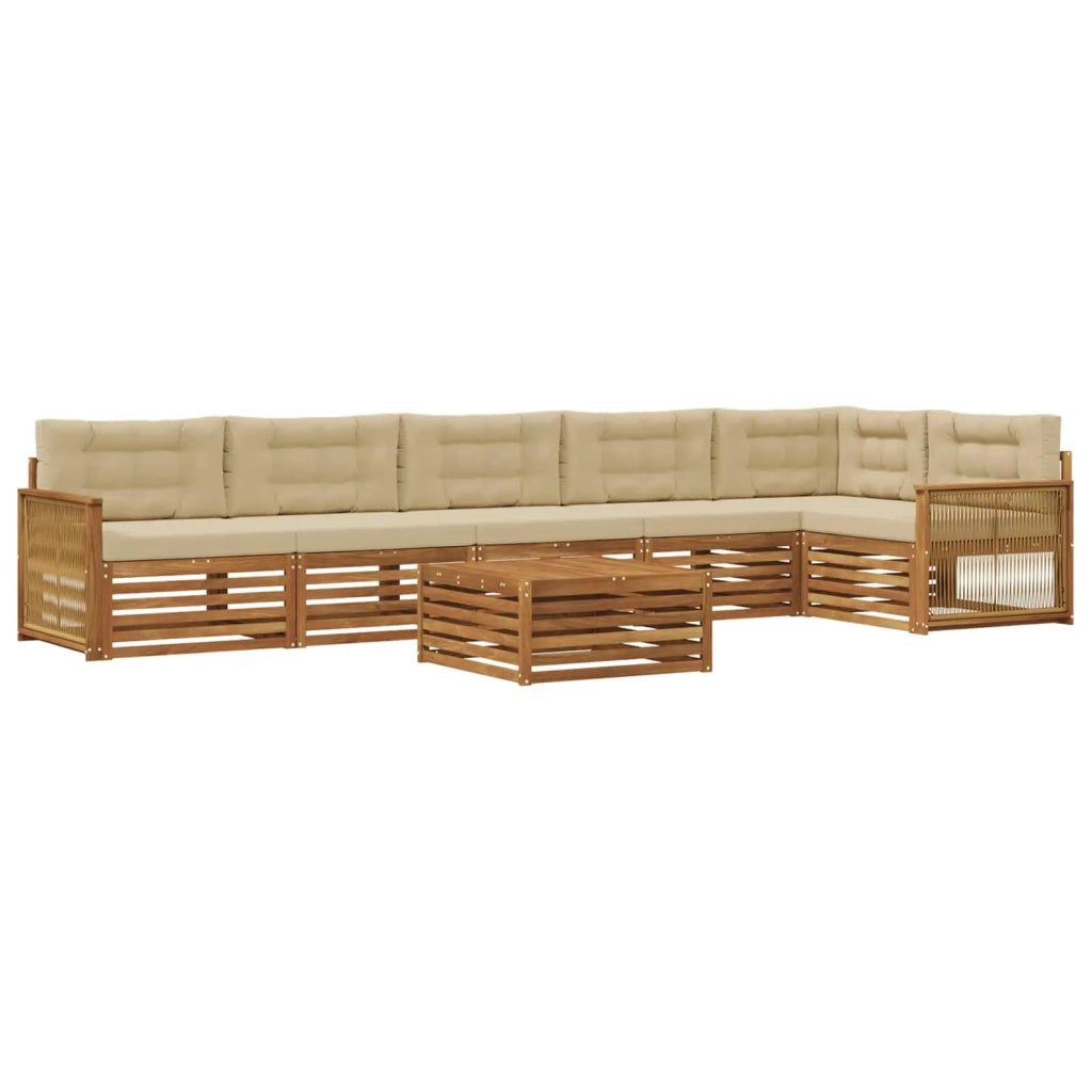 Set di divani da esterno 7 pz Naturale e Beige 3383451
