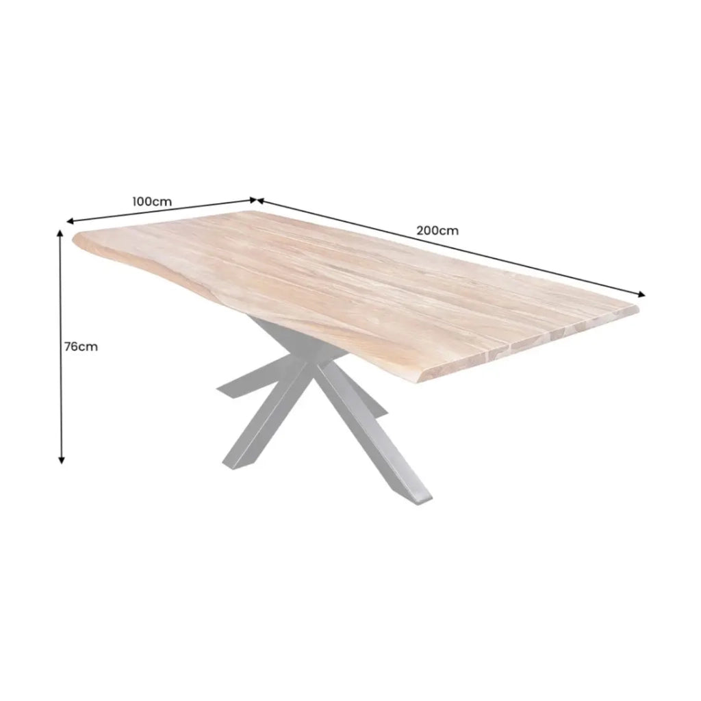 ARKAYA Legno massiccio di sheesham verniciato e metallo nero 200 cm Spessore del piano 35 mm Stile industriale