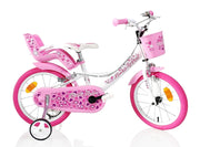 SCH PINK LOVE 16", bicicletta per bambini, adatta tra i 5 e i 7 anni, per altezza tra 105 e 135 cm, con cestino, campane