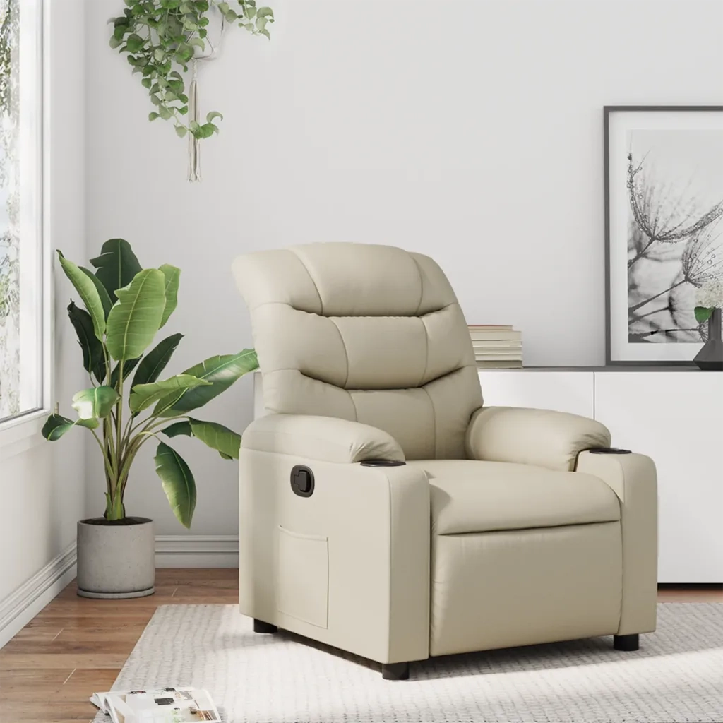 Poltrona | Sedia Relax Reclinabile Crema in Similpelle