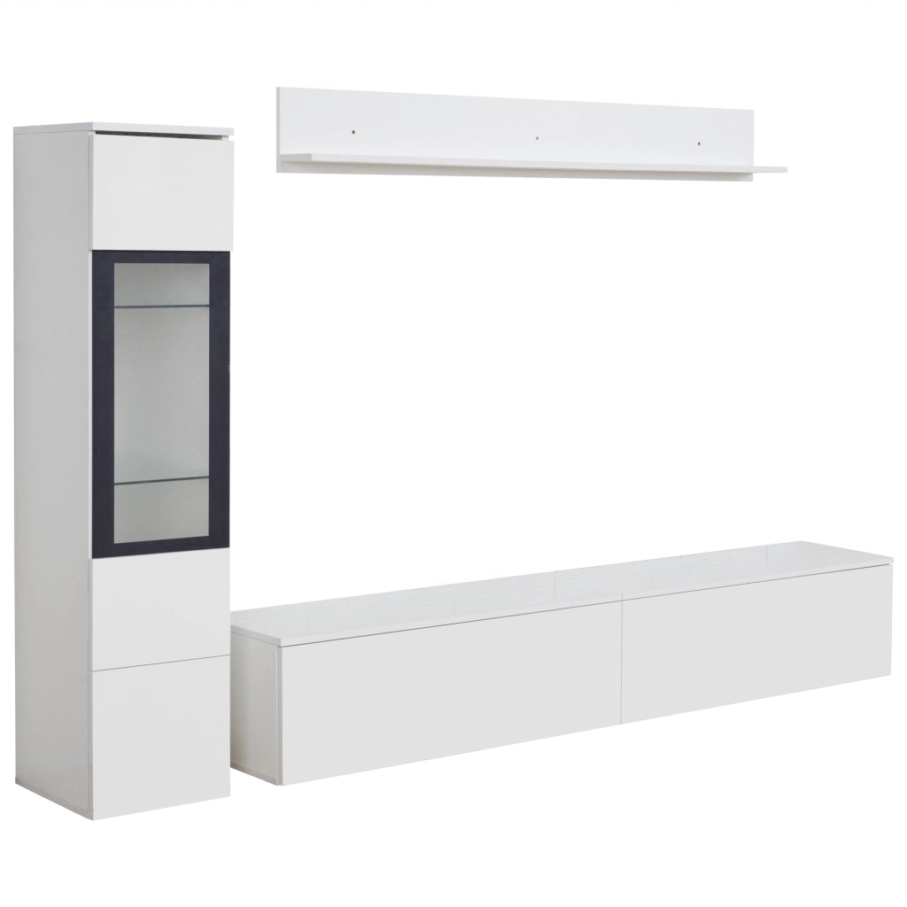Set TV 3 pezzi con illuminazione LED - Zephmum - Bianco lucido