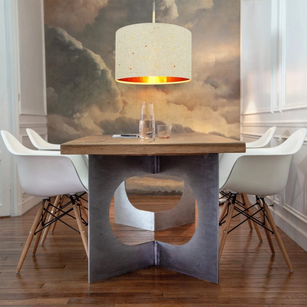 Lampada a sospensione ZMH metallo bianco 38cm E27 moderna paralume tessuto design base a stella senza lampadina