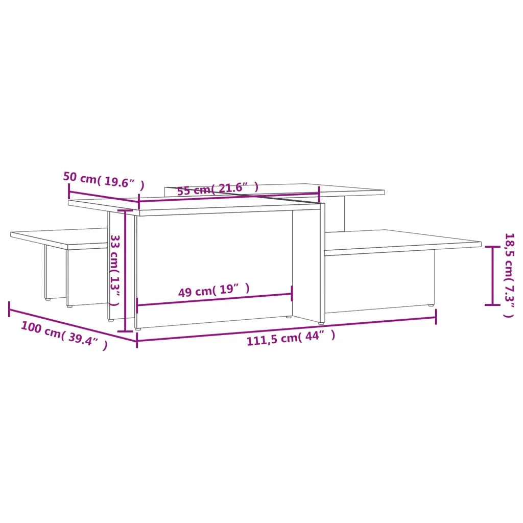 Tavolini da Salotto 2 pz Grigio Cemento in Legno Multistrato 3216153