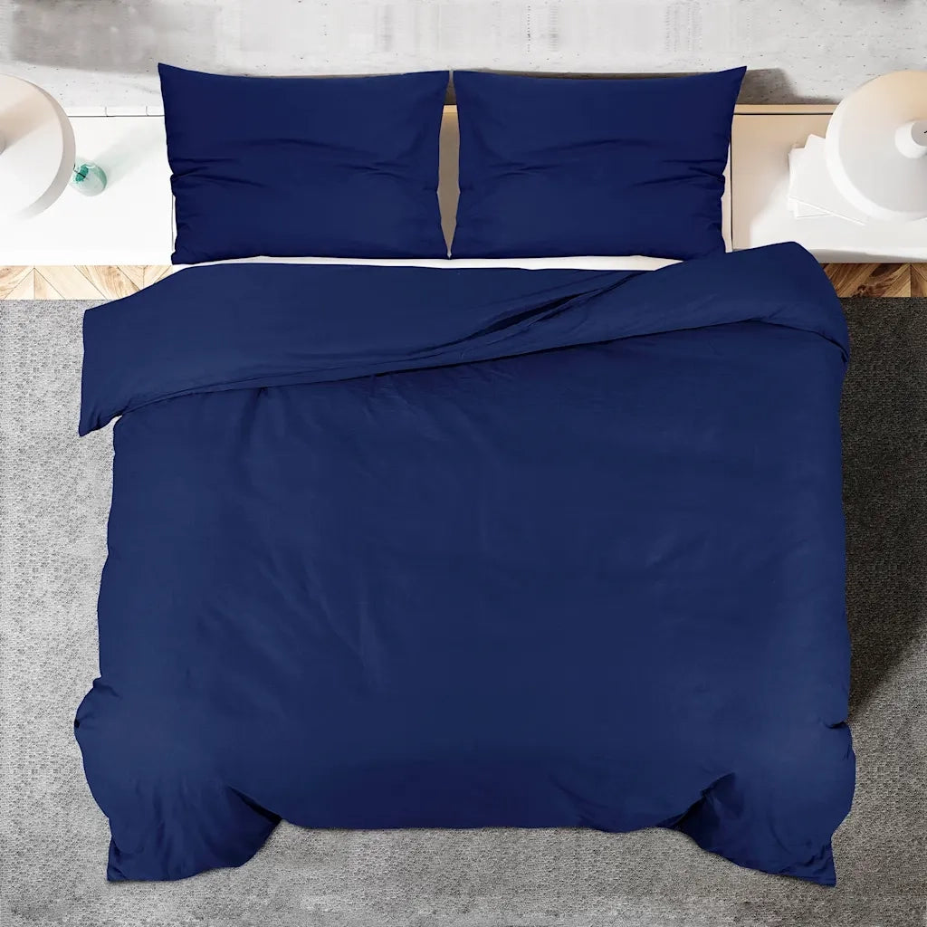 Set Copripiumino Blu Marino 155x220 cm in Microfibra Leggera 136007