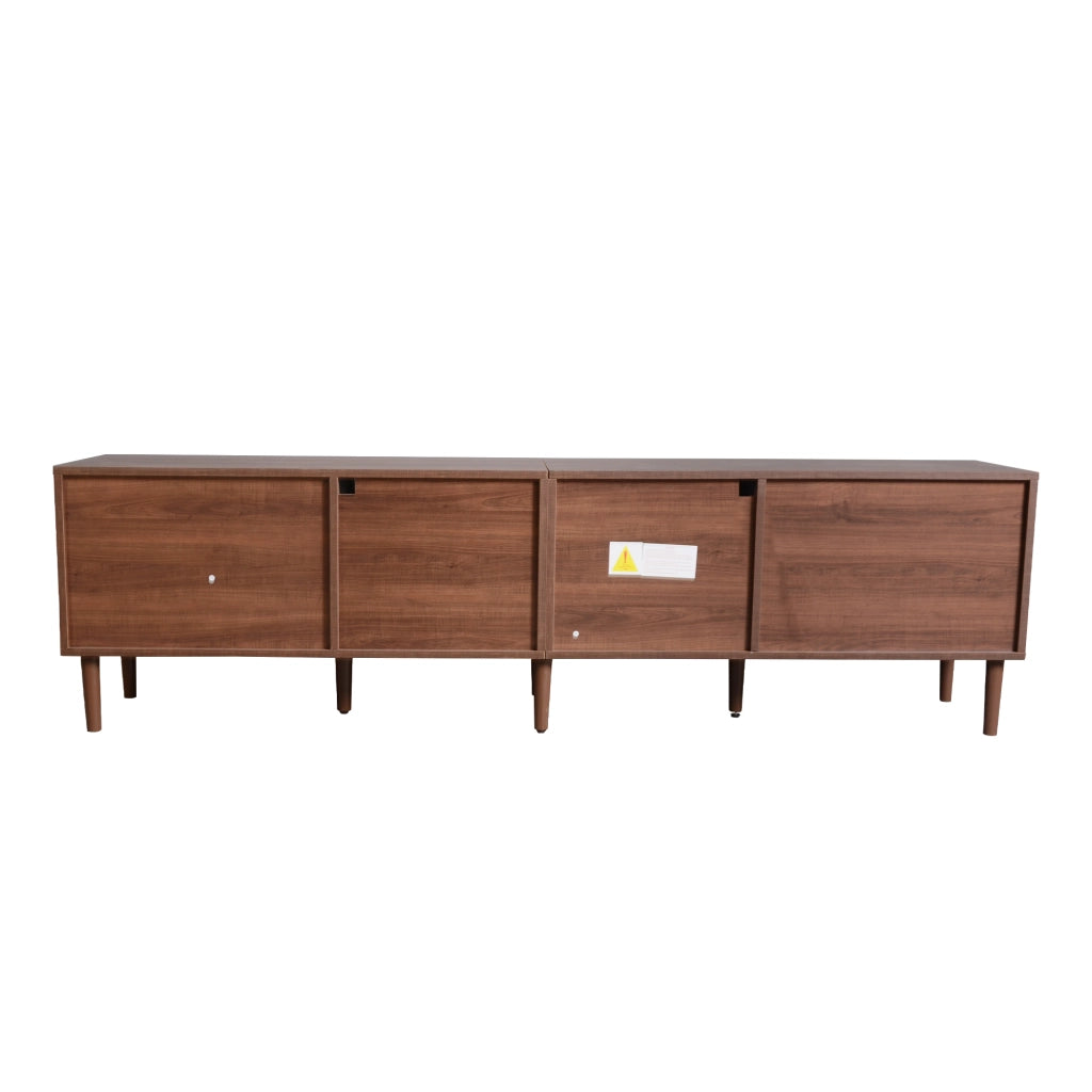 Mobile TV 180 cm ¨C MINIMAL ¨C Marrone, LED, Vetro, Rattan, 2 Cassetti
