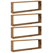 4 pz Mensole Parete | Mensola sospesa a Cubo Legno Vecchio 100x15x30cm Truciolato