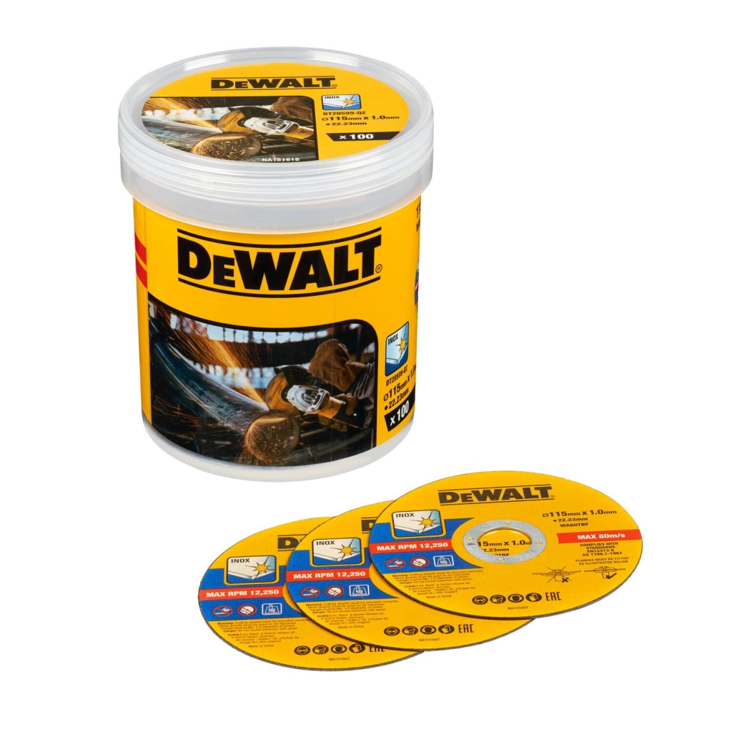 Dischi da taglio DeWalt DT20599-QZ 115 mm x 1 mm  – confezione 100 pezzi