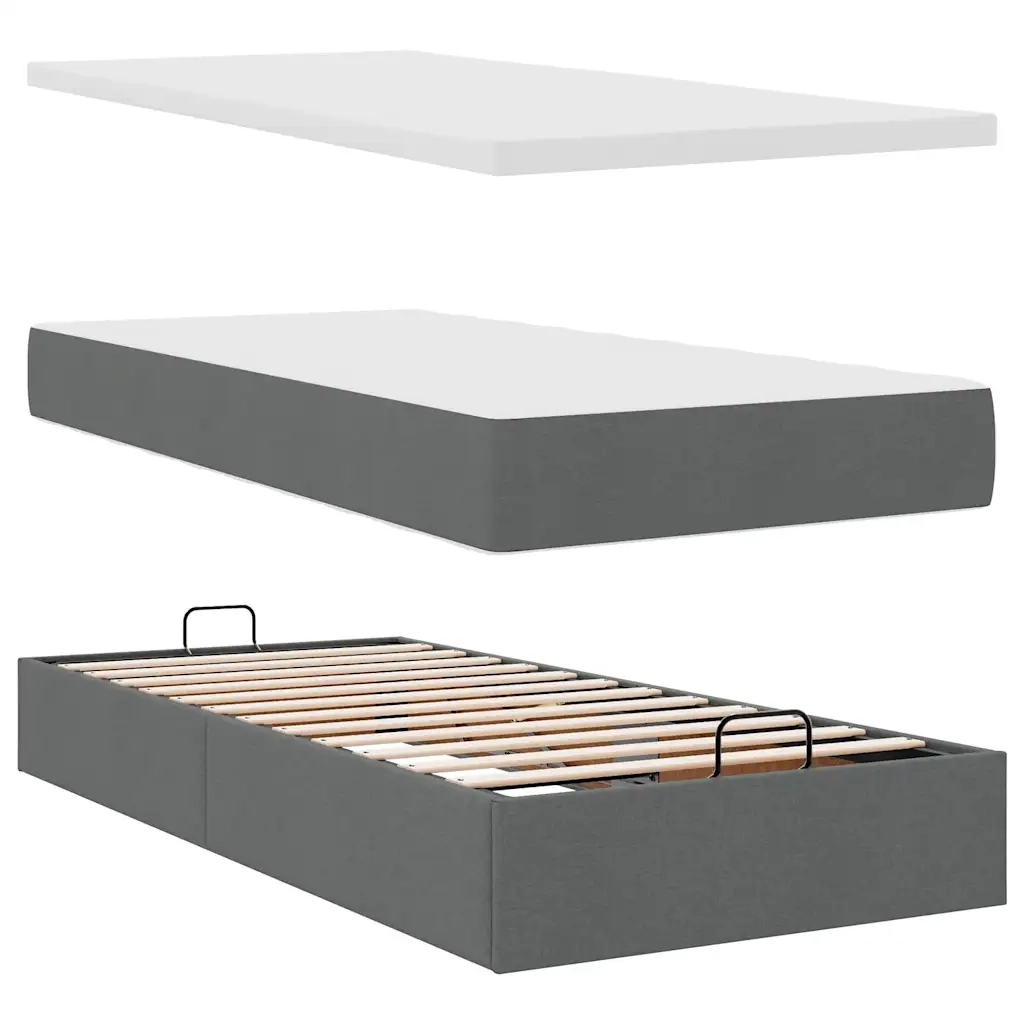 Struttura Letto Pouf con Materasso 90x200 cm in Tessuto 3311079