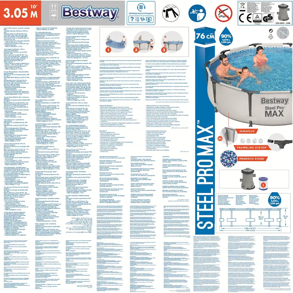 Bestway Set Piscina Steel Pro MAX 305x76 cm 3202541