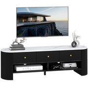 Mobile TV 140 cm con effetto marmo e 3 cassetti ¨C Minimal ¨C Nero 140x30x45