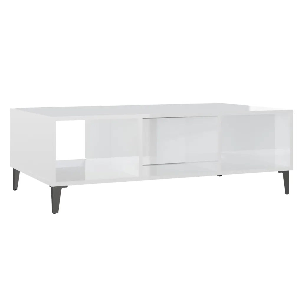 Tavolino Salotto Bianco Lucido 103,5x60x35 cm Legno Multistrato 806028
