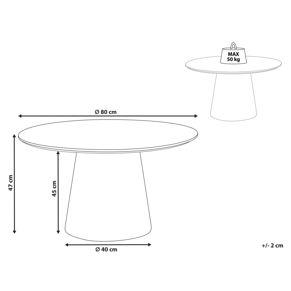 Tavolino da caffè con piano in MDF nero impiallacciato 80 x 80 cm Design moderno per soggiorno