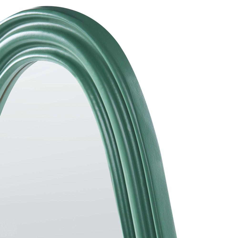 Specchio da parete Verde Paulownia Wood Frame Glass 160 x 67 cm Irregolare Decorativo a parete Pezzo d'accento in stile moderno
