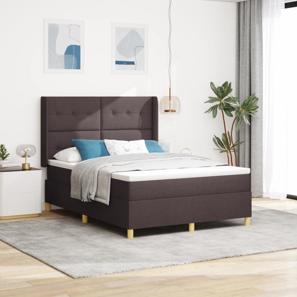 Letto a Box con Materasso Marrone Scuro 140x190 cm Tessuto