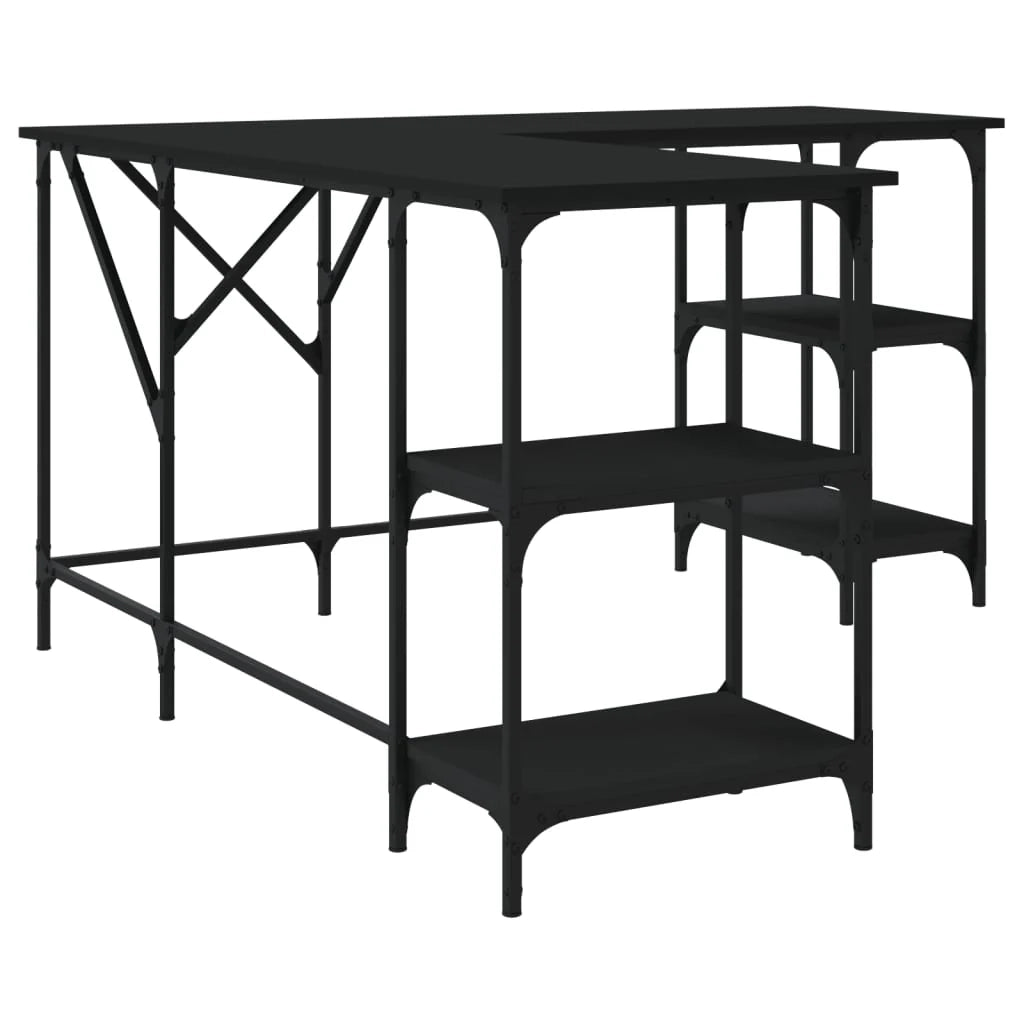 Scrivania tavolo postazione di lavoro mobile per computer studio 139 x 139 x 75 cm legno ingegnerizzato nero 02_0023902