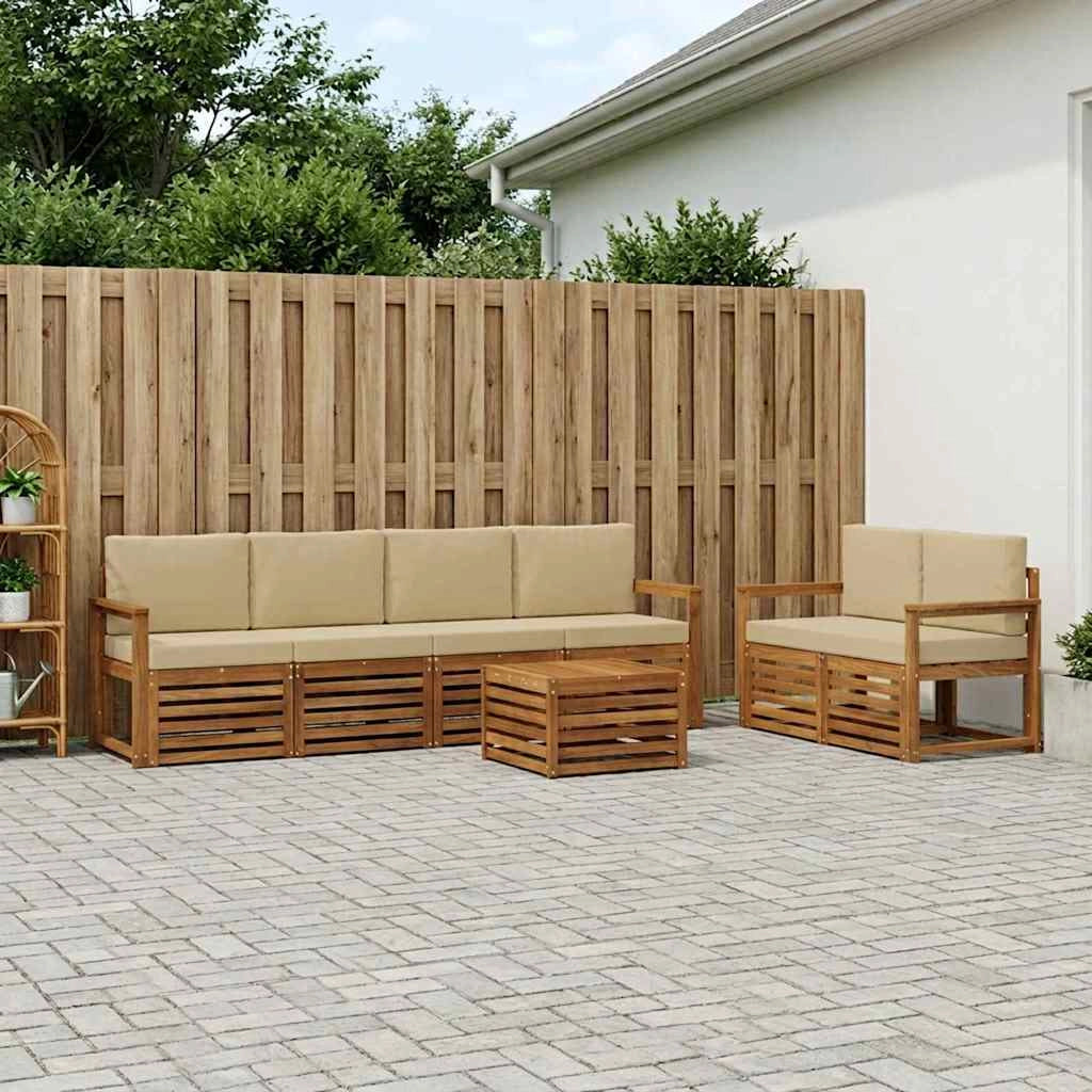 Set di divani da esterno 7 pz Naturale e Beige 3384054