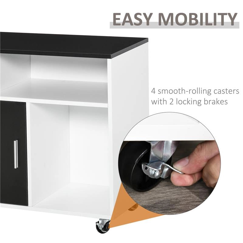 MOBILE PORTA STAMPANTE CON CASSETTI MOBILETTO MULTIUSO NERO E BIANCO