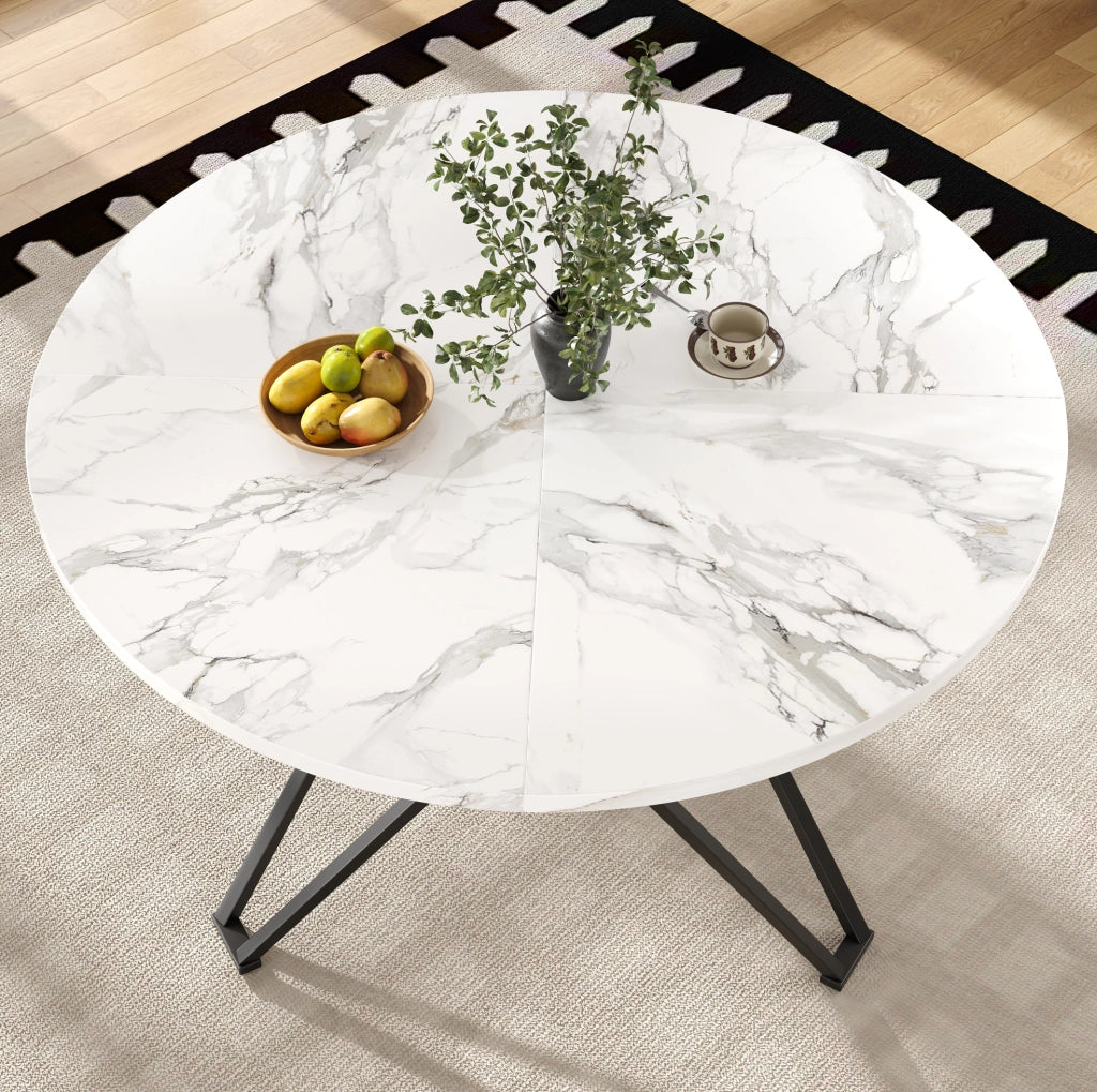 Set da pranzo 5 pezzi 100x100x76 cm con piano effetto marmo; gambe regolabili; MDF; lino; nero grigio