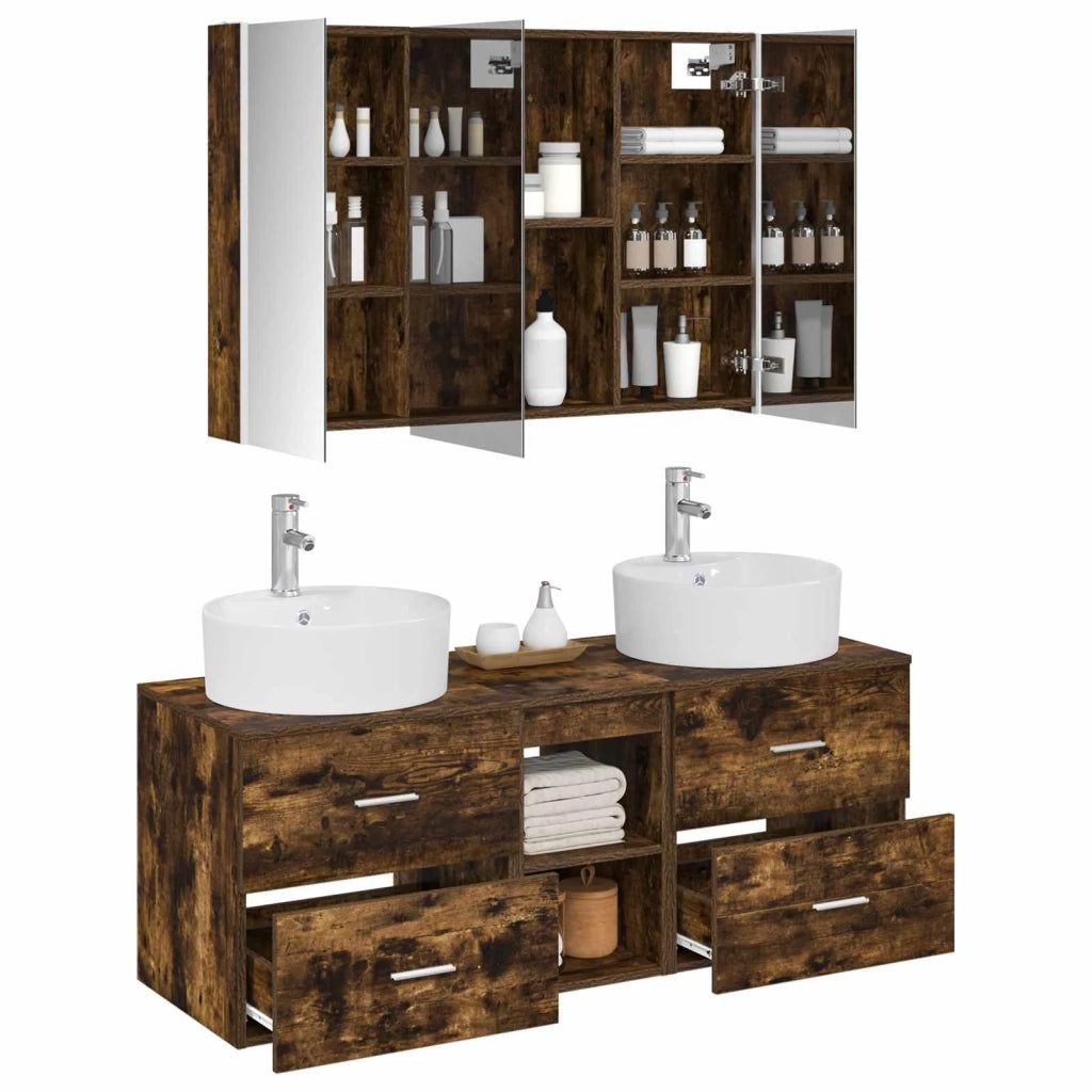 Set di mobili per il bagno 4 pcs Rovere Fumo 3406907