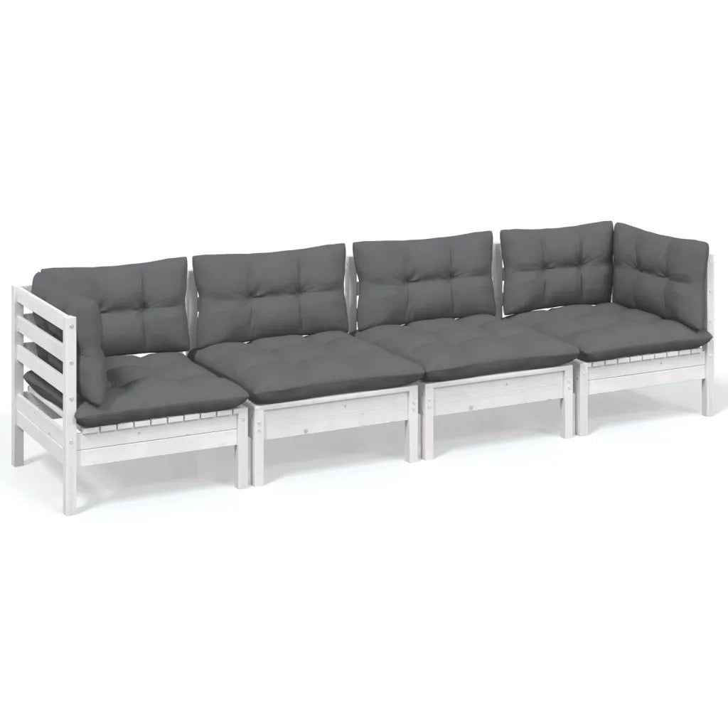 Set Salotto da Giardino 4 pz con Cuscini Legno Massello di Pino 3096149