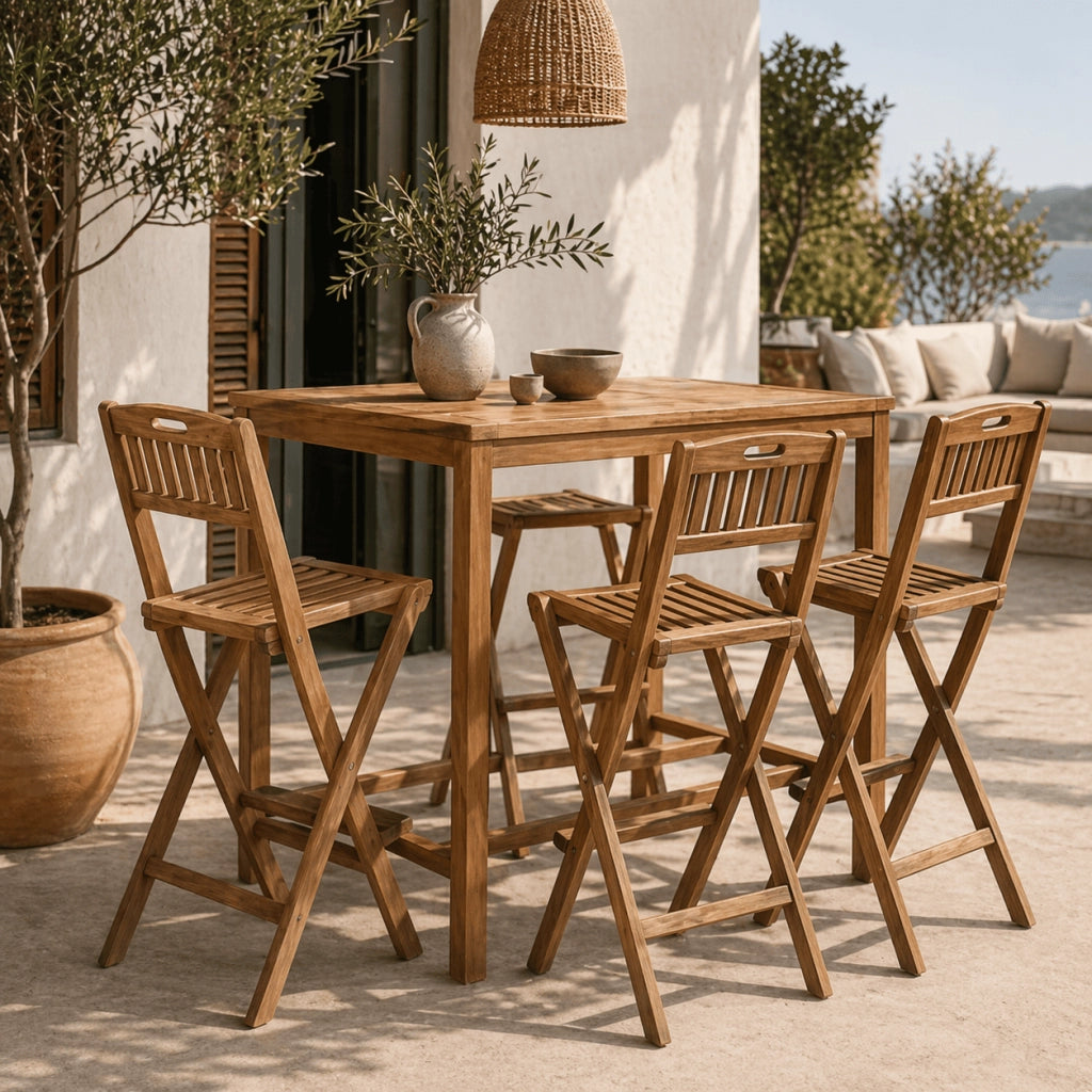 Tavolo Bar Large da Giardino 120x70 cm in Legno Teak Massello