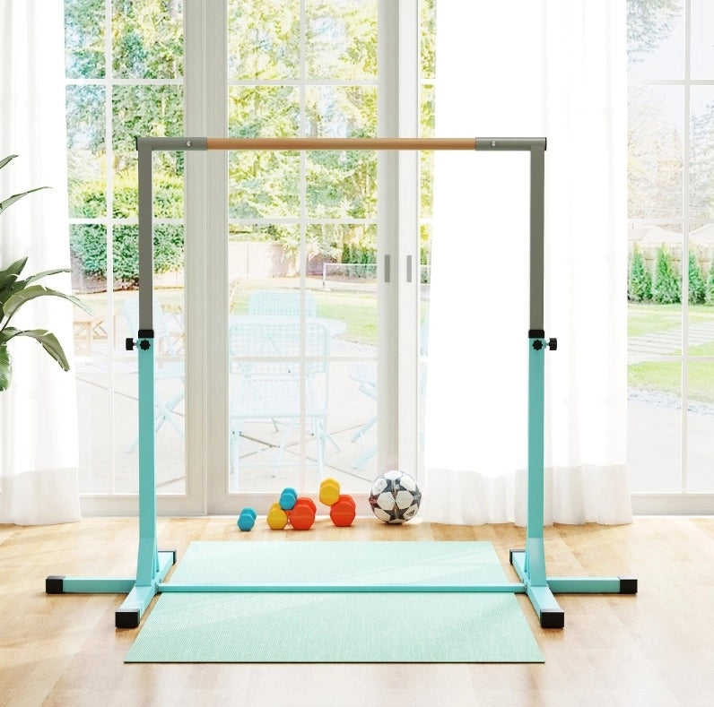 Sbarra ginnastica per bambini regolabile in altezza ciano
