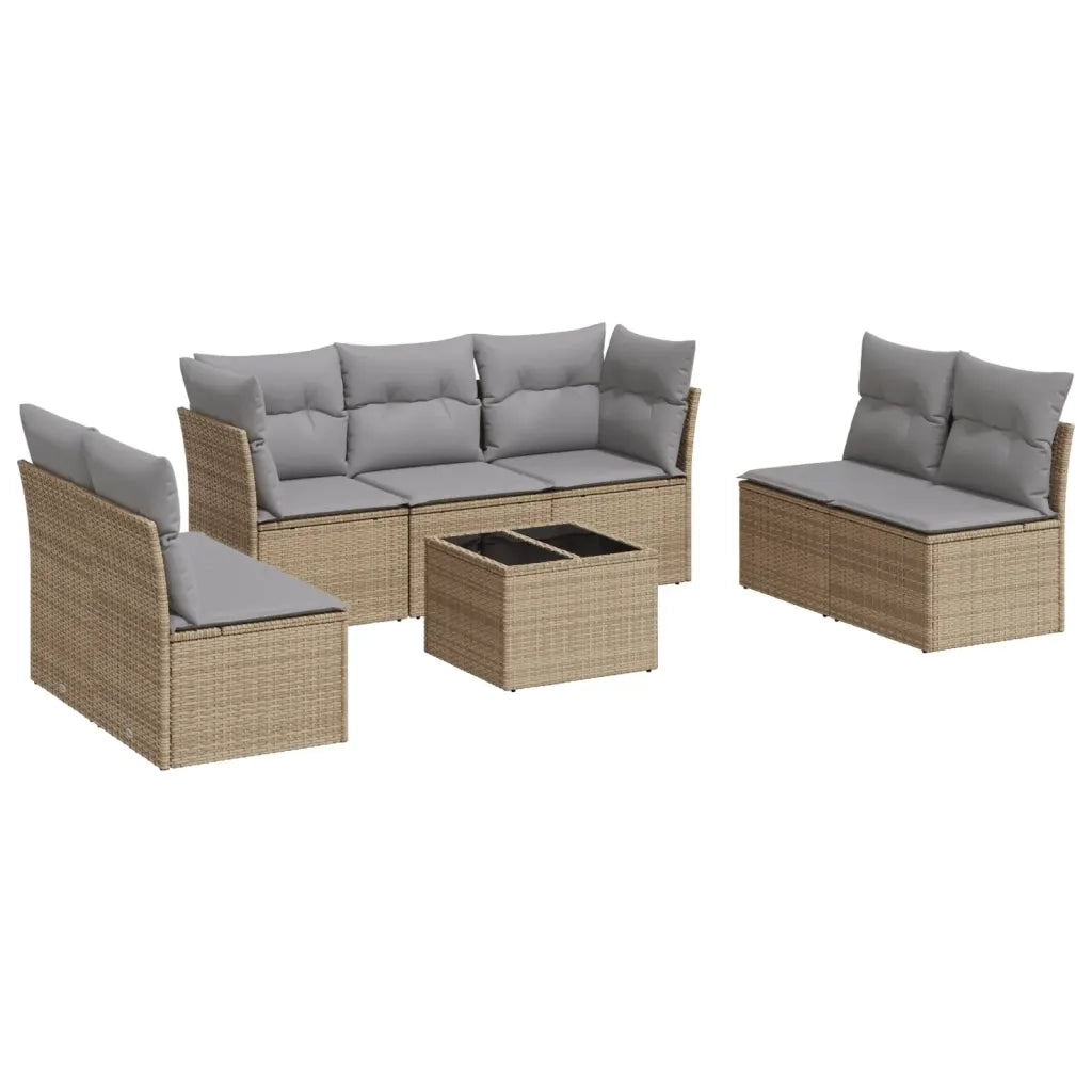 Set Divano da Giardino 8 pz con Cuscini Beige in Polyrattancod mxl 89549
