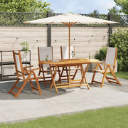 Set Pranzo da Giardino 5pz Legno Massello di Acacia e Textilene