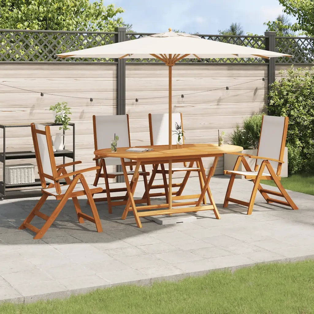 Set Pranzo da Giardino 5pz Legno Massello di Acacia e Textilene